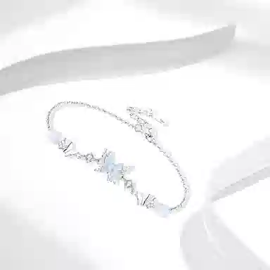 牧言 极光梦蝶 清冷气质温柔浪漫精致高级感 轻奢甜美闪耀水滴蓝色蝴蝶闪锆蝶舞翩翩女友闺蜜手饰 百搭约会#好运 琉璃 手链 女款