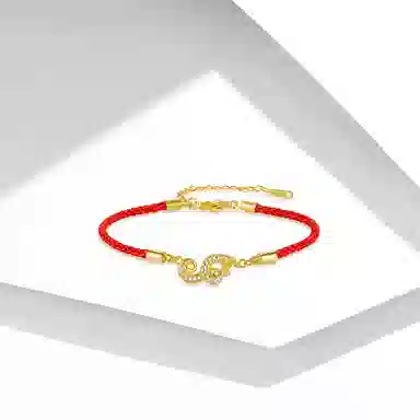 牧言 闪耀蛇形 复古新中式简约小众设计高级感 光面立体璀璨十二生肖灵蛇本命年编织红绳手饰 好运 合金 手链 女款