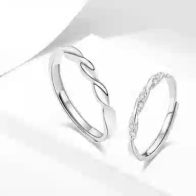 牧言 冷淡风气质简约小众设计高级感 光面立体交织素圈蝴蝶结星球对戒可调节指环 合金 莫比乌斯戒指 男女同款情侣款