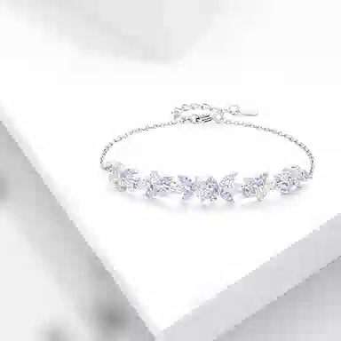 【九离紫火】 牧言 紫藤花开 气质温柔优雅轻奢精致小众浪漫高级感 璀璨爆闪水滴翩翩蝴蝶微笑拼接链手饰 日常约会#好运 合金 手链 女款