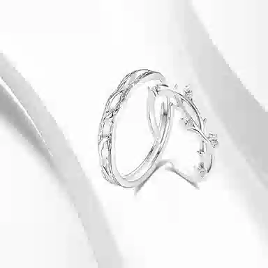 牧言 冷淡风简约小众设计高级感 镂空交织树枝荆棘花环对戒可调节指环 合金 连理枝戒指 男女同款情侣款