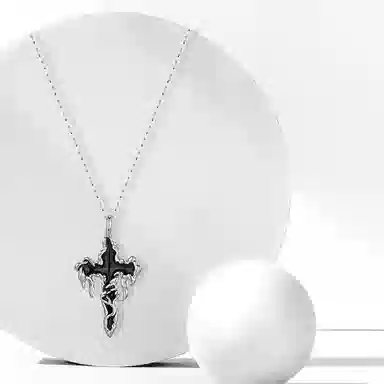 Muyan Lava Cross Pendant Necklace S999 Silver