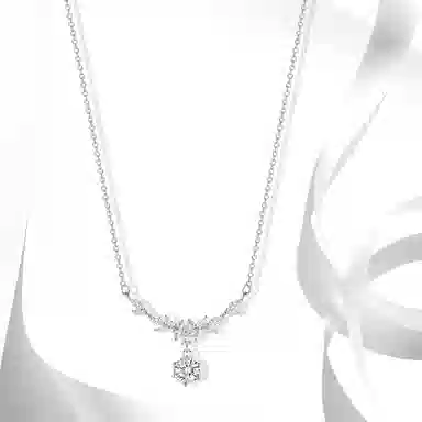 【S999纯银】 牧言 麦穗樱花 冷淡风气质温柔简约小众设计高级感 光面立体闪耀水滴穗穗平安花朵流苏微笑弧度锁骨链 足银 项链 女款