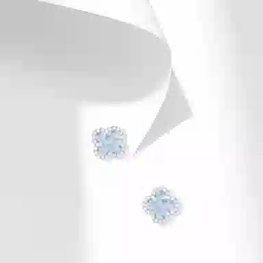 牧言 冰糖四叶草 清冷气质森系简约小众设计高级感 光面立体不规则碎石蓝色幸运草日常百搭小巧耳饰 合金 耳钉 女款