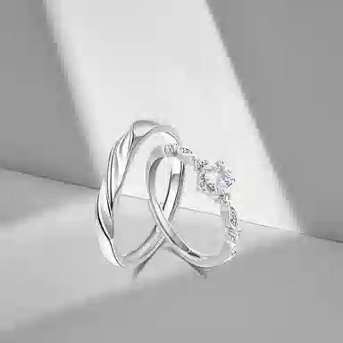 牧言 冷淡风简约小众设计高级感 褶皱素圈水滴交织对戒可调节指环 合金 莫比乌斯戒指 男女同款情侣款