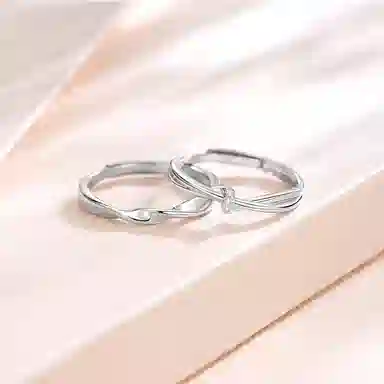 牧言 冷淡风简约小众设计高级感 莫比乌斯素圈对戒可调节指环 合金 交织缠绕戒指 男女同款情侣款