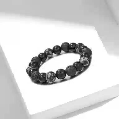 牧言 幻夜星球 暗黑气质简约小众设计高级感 立体不规则熔岩雪花圆珠串珠手饰 石头 手串 男款