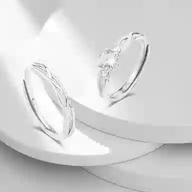 牧言 冷淡风简约小众设计高级感 光面镂空交织素圈对戒可调节指环 合金 缠爱青丝戒指 男女同款情侣款