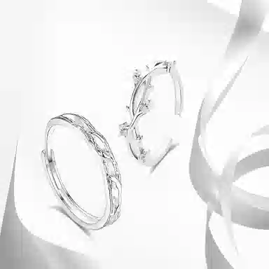 牧言 冷淡风简约小众设计高级感 镂空交织树枝荆棘花环对戒可调节指环 合金 连理枝戒指 男女同款情侣款