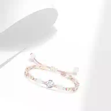 【纯银999】 牧言 玫瑰花 甜美森系气质简约小众设计高级感 立体磨砂花朵转运珠圆珠双色编织绳手饰 琉璃 手绳 女款