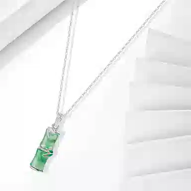 牧言 有你竹够 轻奢精致气质优雅新中式小众浪漫高级感 渐变竹叶节节高升竹节百搭锁骨链 日常约会#好运 非洲翠 项链 女款