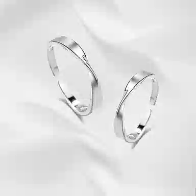 牧言 冷淡风简约小众设计高级感 光面素圈交织对戒开口可调节指环 合金 莫比乌斯戒指 男女同款情侣款