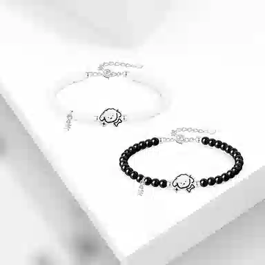 牧言 小狗贴贴 萌趣可爱简约浪漫高级感 小众设计精致甜美百搭小鱼流苏闺蜜女友转运珠 恋爱告白 好运 菩提籽 手链 男女同款情侣款