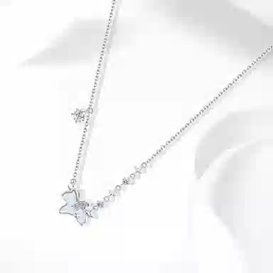 牧言 星光独角兽 森系轻奢气质小众浪漫高级感 光面立体极光蓝色飞马不对称链条星星锁骨链 日常#好运 合金 项链 女款