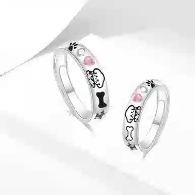 牧言 萌动小狗 呆萌可爱萌趣甜蜜浪漫高级感 卡通涂鸦星星多巴胺 好运 合金 戒指 男女同款情侣款