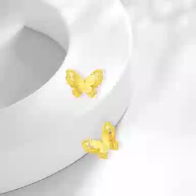 牧言 复古气质森系简约小众设计高级感 光面立体镂空双层蝶梦闺蜜日常百搭耳饰 合金 花边蝴蝶耳钉 女款