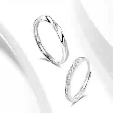 牧言 冷淡风简约高级精致小众设计高级感 光面素圈交织缠绕对戒可调节指环 合金 莫比乌斯戒指 男女同款情侣款