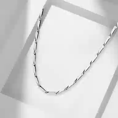 牧言 竹节棱形项链 冷淡风简约小众高级感蛇骨链龙骨链 嘻哈潮酷素链锁骨链 项链 男款