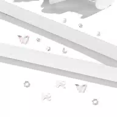 牧言 极光蝴蝶套装 甜美森系气质简约小众设计高级感 光面立体幻彩清透蝶梦在逃公主星星月亮花朵小巧六件套耳饰 合金 耳钉 女款