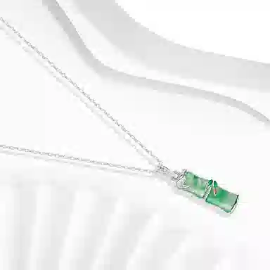 牧言 有你竹够 轻奢精致气质优雅新中式小众浪漫高级感 渐变竹叶节节高升竹节百搭锁骨链 日常约会#好运 非洲翠 项链 女款