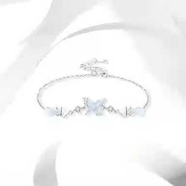 牧言 极光梦蝶 清冷气质温柔浪漫精致高级感 轻奢甜美闪耀水滴蓝色蝴蝶闪锆蝶舞翩翩女友闺蜜手饰 百搭约会#好运 琉璃 手链 女款