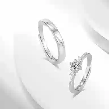 牧言 一见钟情 气质简约小众设计高级感 光面立体交织素圈闪耀对戒可调节指环 合金 戒指 男女同款情侣款