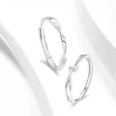 牧言 冷淡风气质简约小众设计高级感 光面立体素圈莫比乌斯蝴蝶结缠绕对戒可调节指环 合金 交织爱恋戒指 男女同款情侣款