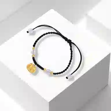 牧言 国潮复古新中式简约小众设计高级感 生肖福字龙编织黑绳可调节 福气平安锁 手链 男女同款情侣款