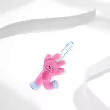 牧言 粉色小兔 甜美可爱少女系卡通多巴胺 毛茸茸小动物捏捏吱吱叫玩偶公仔包包配饰 好运 毛绒 挂件 女款