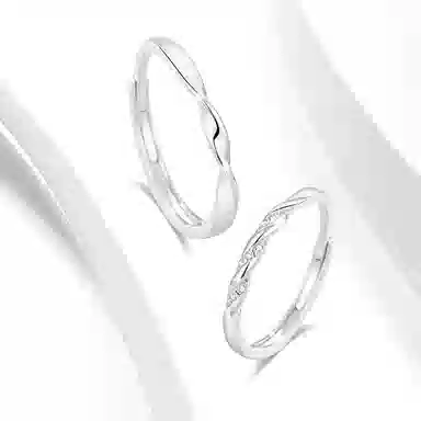 牧言 冷淡风简约小众设计高级感 光面素圈交织缠绕对戒可调节指环 合金 莫比乌斯戒指 男女同款情侣款