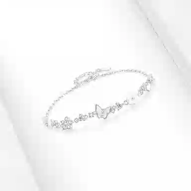 牧言 蝶舞 气质温柔轻奢精致小众浪漫高级感 光面立体幻彩蝴蝶山茶花闪耀花朵微笑弧度手饰 日常约会#好运 合金 手链 女款