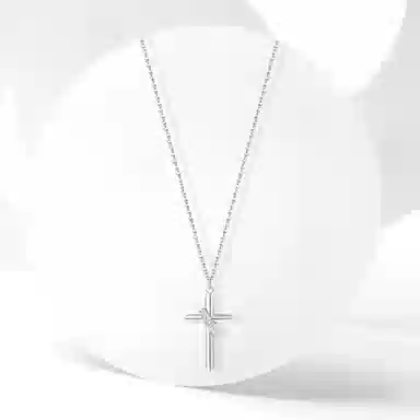 牧言 中性复古简约小众设计高级感 光面立体十字架英文字母圆环锁骨链 钛钢 信仰之光项链 男女同款情侣款