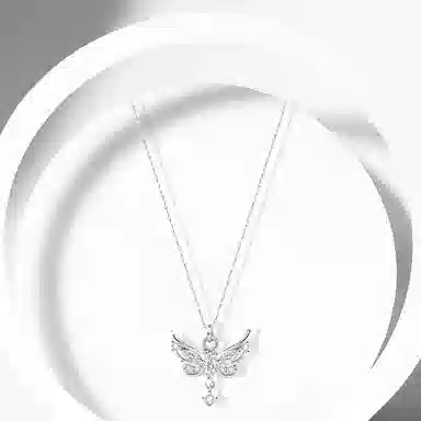 牧言 冷淡风气质简约小众设计高级感 光面立体闪耀镂空水滴蝴蝶流苏锁骨链 合金 蝶恋之翼项链 女款