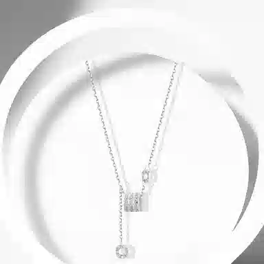 牧言 冷淡风气质简约小众设计高级感 光面立体璀璨圆环罗马数字不对称链条流苏锁骨链 钛钢 闪耀小蛮腰项链 女款