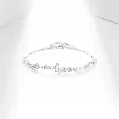 牧言 蝶舞 气质温柔轻奢精致小众浪漫高级感 光面立体幻彩蝴蝶山茶花闪耀花朵微笑弧度手饰 日常约会#好运 合金 手链 女款