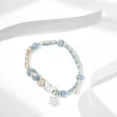 牧言 招财小猫 呆萌可爱简约小众设计高级感 立体清透圆润猫咪碎石编织绳可调节手饰 琉璃 手绳 女款