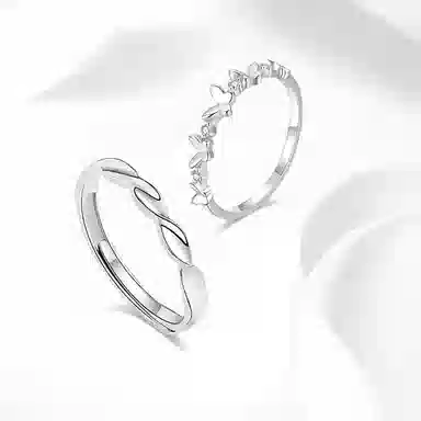 牧言 冷淡风气质简约小众设计高级感 光面立体莫比乌斯交织素圈蝶梦蝴蝶结对戒可调节指环 合金 蝶恋戒指 男女同款情侣款