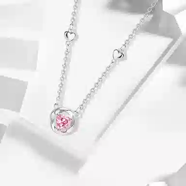 小众百搭莫比乌斯与爱心元素融合的闪耀锁骨链 合金材质 莫比乌斯心形项链 女款