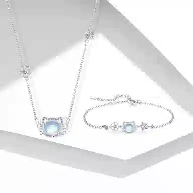 【闪钻可爱猫咪】 牧言 在逃公主系列森系甜美小众设计高级感 精致浪漫璀璨爆闪招财猫星星镂空桃花百搭可调节 好运 琉璃 玉石项链 女款