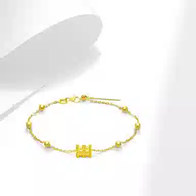 牧言 小蛮腰 复古气质简约小众设计 高级感光面立体转运珠百搭手饰 合金 手链 女款