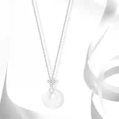 牧言 幸运草平安扣 森系气质简约小众设计高级感 光面立体圆润镂空圆环闪耀四叶草日常百搭锁骨链 琉璃 项链 女款