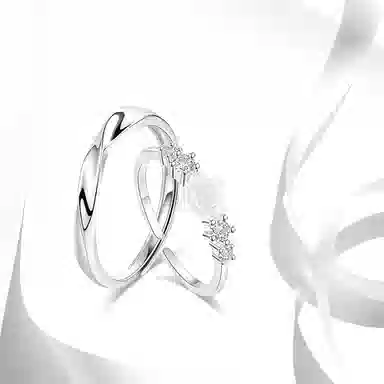 牧言 冷淡风气质简约小众设计高级感 光面立体素圈花朵星星对戒可调节指环 合金 莫比乌斯山茶花戒指 男女同款情侣款