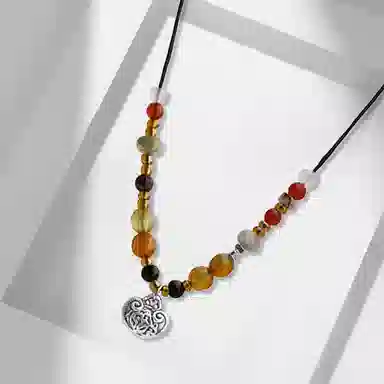 牧言 国潮复古新中式小众设计高级感 富贵如意锁锁骨链 玛瑙 玉石项链 女款