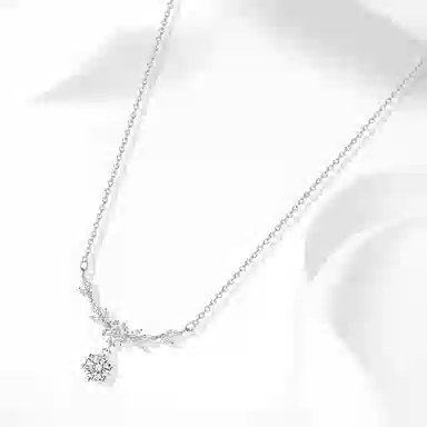 【S999纯银】 牧言 麦穗樱花 冷淡风气质温柔简约小众设计高级感 光面立体闪耀水滴穗穗平安花朵流苏微笑弧度锁骨链 足银 项链 女款