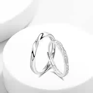 牧言 冷淡风简约高级精致小众设计高级感 光面素圈交织缠绕对戒可调节指环 合金 莫比乌斯戒指 男女同款情侣款