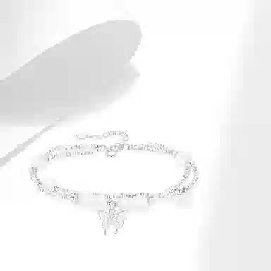 牧言 碎银几两蝴蝶 复古新中式气质温柔浪漫高级感 轻奢百搭闪耀星光蝶舞双层叠戴圆珠手饰 日常通勤 白玉菩提 手链 女款