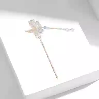 牧言 蝴蝶流苏 新中式简约小众设计高级感 镂空蝶梦极光幻彩花朵古风汉服旗袍步摇 发簪 女款