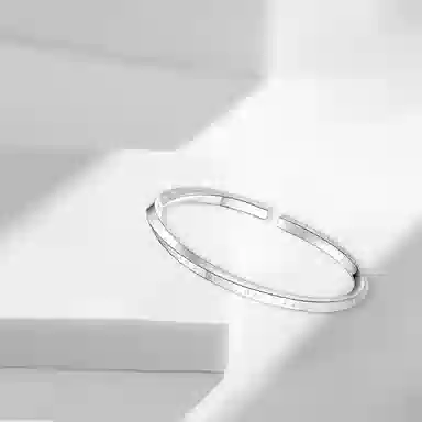 牧言 冷淡风中性小众设计高级感 光面素圈英文字母开口可调节手饰 合金 莫比乌斯环手镯 男女同款情侣款