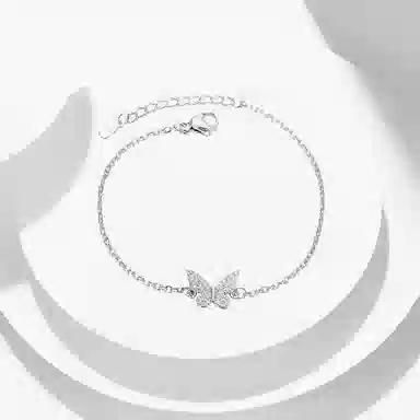 牧言 冷淡风气质简约小众设计高级感 光面立体璀璨蝶梦手饰多蝶流苏锁骨链套装 合金 闪耀蝴蝶手链 女款