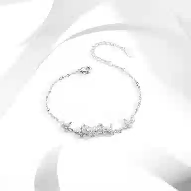 牧言 甜美可爱简约小众设计高级感 光面立体极光蝶梦闪耀水滴手饰 合金 幻彩蝴蝶手链 女款